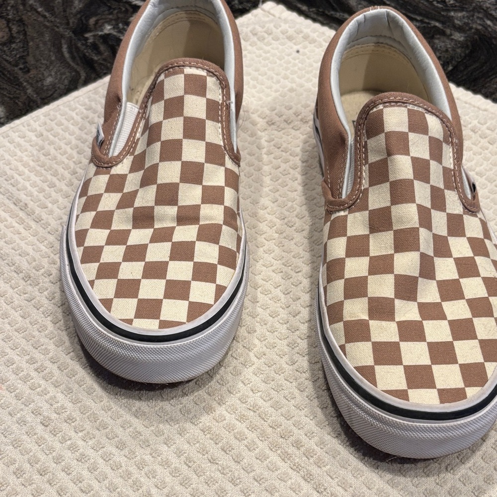 Vans Brown and Cream Checkered Flats